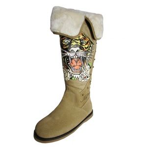 Ed Hardy High Top Fur Lined Boots